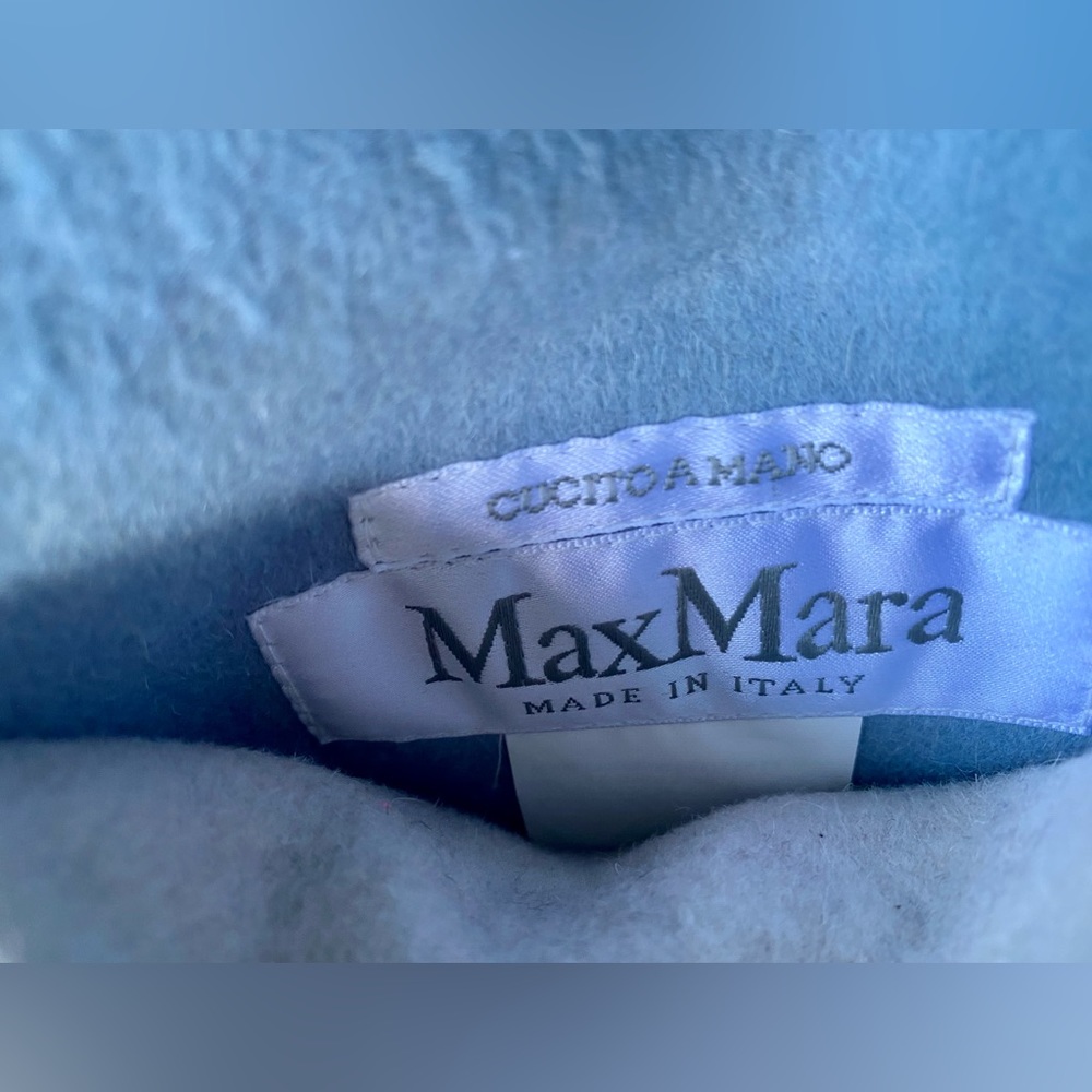 Max Mara Reversible Wool & Angora Short Wrap Coat, Blue & Gray, size It 42, US 6 - Picture 8 of 15